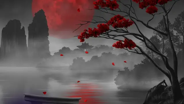 AAA Dynamic Scenes - Blood Sakura Lake Dynamic Scene - PS4 & PS5