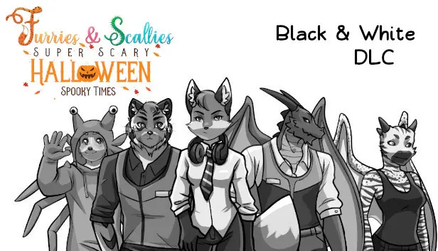 Furries & Scalies: Super Scary Halloween Spooky Times: Black & White