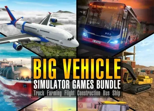 Big Vehicle Simulator Games Bundle - Truck Farming Flight Construction Bus Ship - Switch