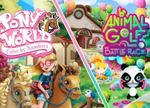 Pony World - Color by Numbers & Animal Golf - Battle Race Bundle - Switch