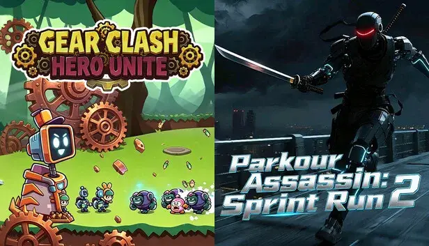 ⚙️Gear Clash: Hero Unite x 🔪2️⃣Parkour Assassin: Sprint Run 2