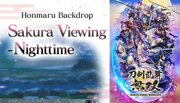 Touken Ranbu Warriors - Honmaru Backdrop "Sakura Viewing - Nighttime"