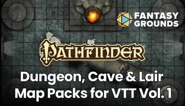 Fantasy Grounds Pathfinder Dungeon, Cave & Lair Map Packs for VTT Vol. 1