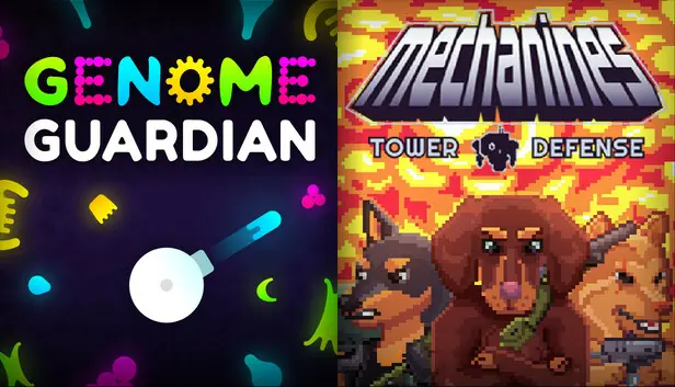Defense Roguelikes: 🧬 Genome Guardian × Mechanines Tower Defense 🐶