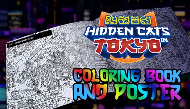 Hidden Cats in Tokyo - Printable PDF Coloring Book and Poster