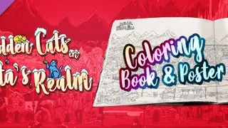 Hidden Cats in Santa's Realm - Printable PDF Coloring Book and Poster