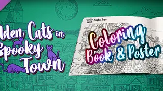 Hidden Cats in 幽灵小镇 Spooky Town - Printable PDF Coloring Book and Poster
