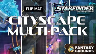Fantasy Grounds - Starfinder 2 RPG - Flip-Mat: Cityscape Multi-Pack
