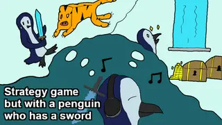 Strategy game but with a penguin who has a sword