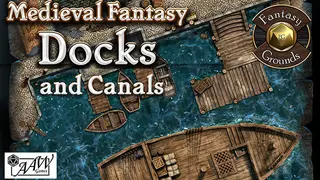 Fantasy Grounds - Black Scrolls Docks and Canals (Map Tile Pack)