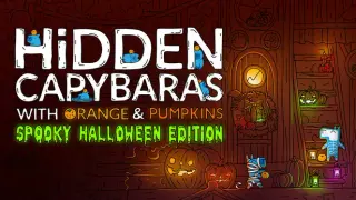 Hidden Capybaras with Orange and Pumpkins: Spooky Halloween