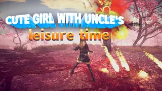 Cute girl with uncle's leisure time