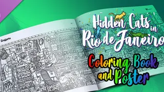 Hidden Cats in Rio de Janeiro - Printable PDF Coloring Book and Poster