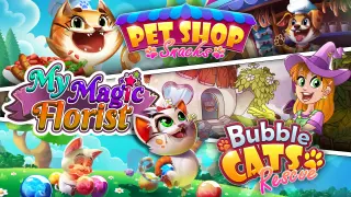 Family Games Bundle: My Magic Florist + Pet Shop Snacks + Bubble Cats Rescue - Switch
