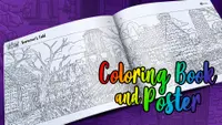 Hidden Cats in Spooky Village - Coloring Book and Poster 1