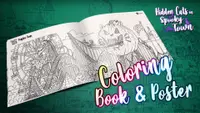 Hidden Cats in 幽灵小镇 Spooky Town - Printable PDF Coloring Book and Poster 1